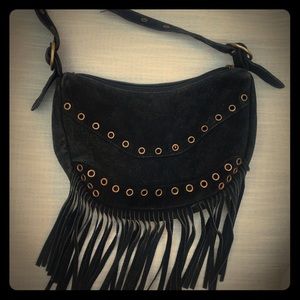 Black Suede Fringe Purse